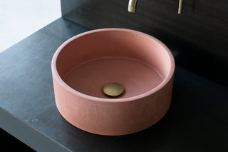 concrete vessel sink round pink