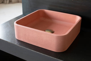 Modern rectangular concrete bathroom sink